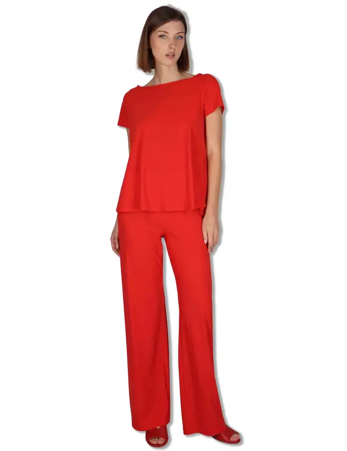 Pantaloni Soft in Jersey rosso con gamba comoda Donna JH753070210 30000