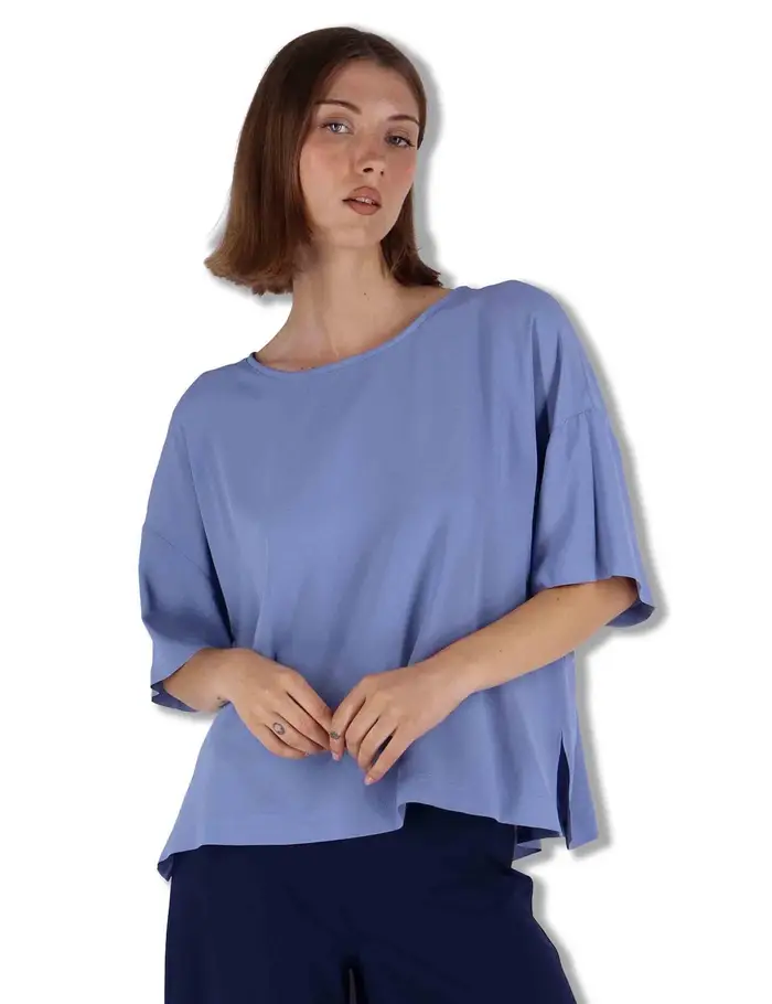 Maliparmi Shirt Fluid Crepe in misto seta azzurro Donna JM440050672 81001