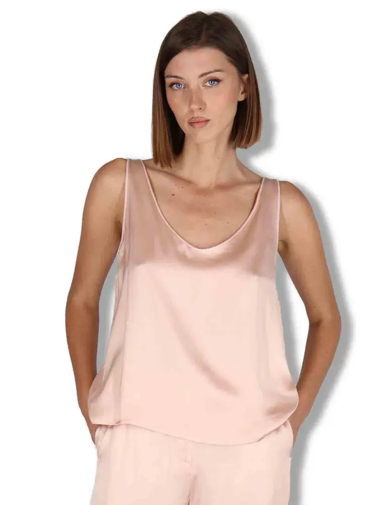 Maliparmi Top Shiny Cady in satin rosa svasato Donna JP556950631 32001