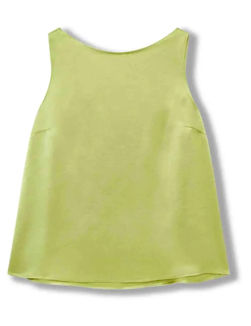 Maliparmi Top Shiny Cady in satin verde svasato Donna JP556950631 60109