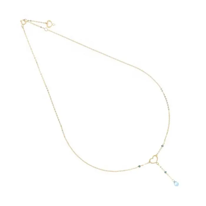MAMAN ET SOPHIE Girocollo 18Kt Drops Cuore Maman Diamanti Verdi Topazio