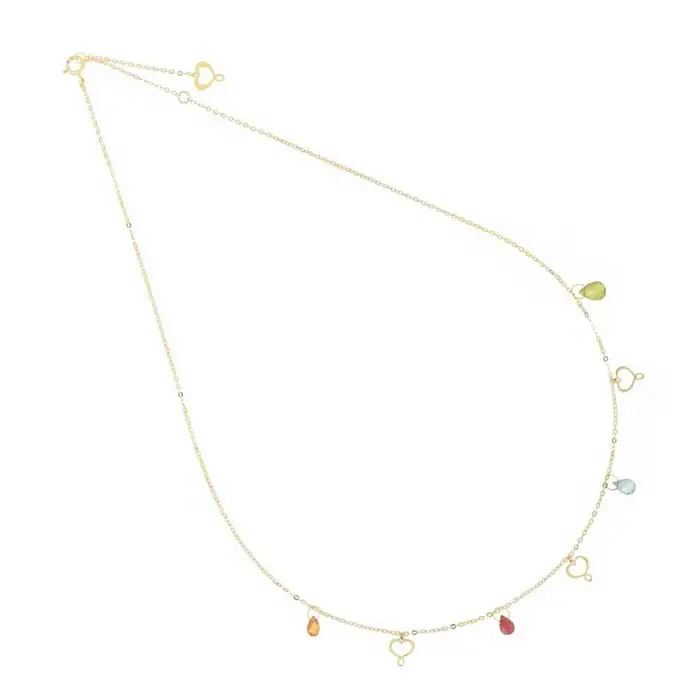 MAMAN ET SOPHIE Girocollo 18Kt Drops Multicolor E Cuori Maman