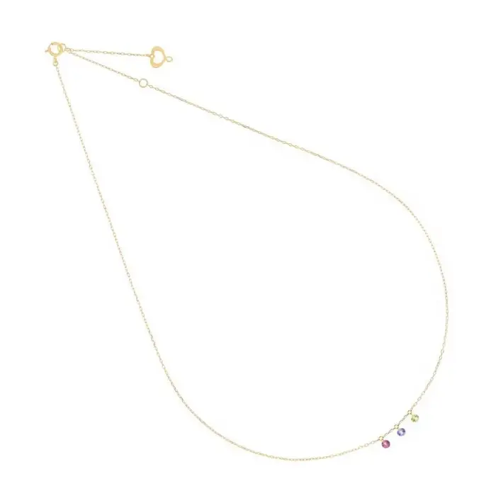 MAMAN ET SOPHIE Girocollo 18Kt Pietre Nude Rosa Viola E Verde
