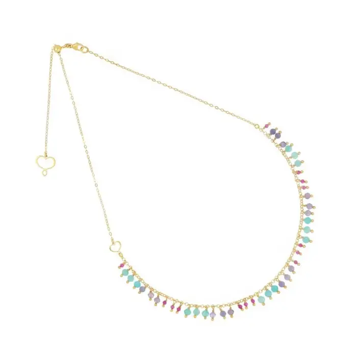 MAMAN ET SOPHIE Girocollo Frange Amazzonite Tanzanite Rubellite