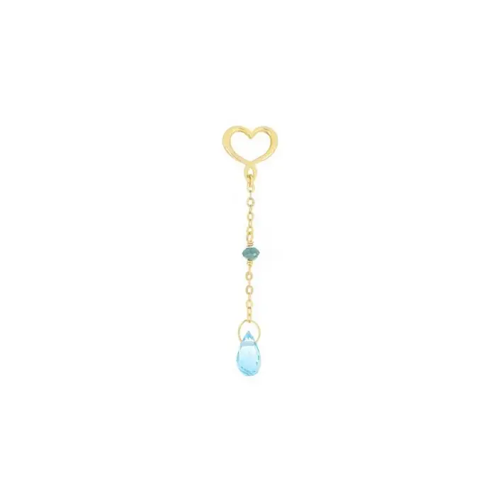 MAMAN ET SOPHIE Orecchino 18Kt Drops Cuore Maman Diamanti Verdi Topazio
