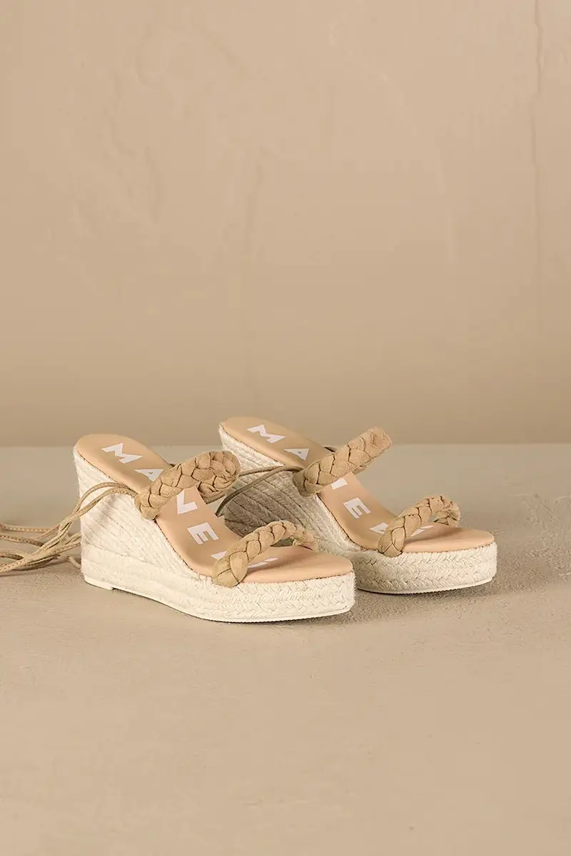 Manebi sandali in camoscio Hamptons Two Braided Bands Wedge Espadrilles colore beige M 1.1 WE