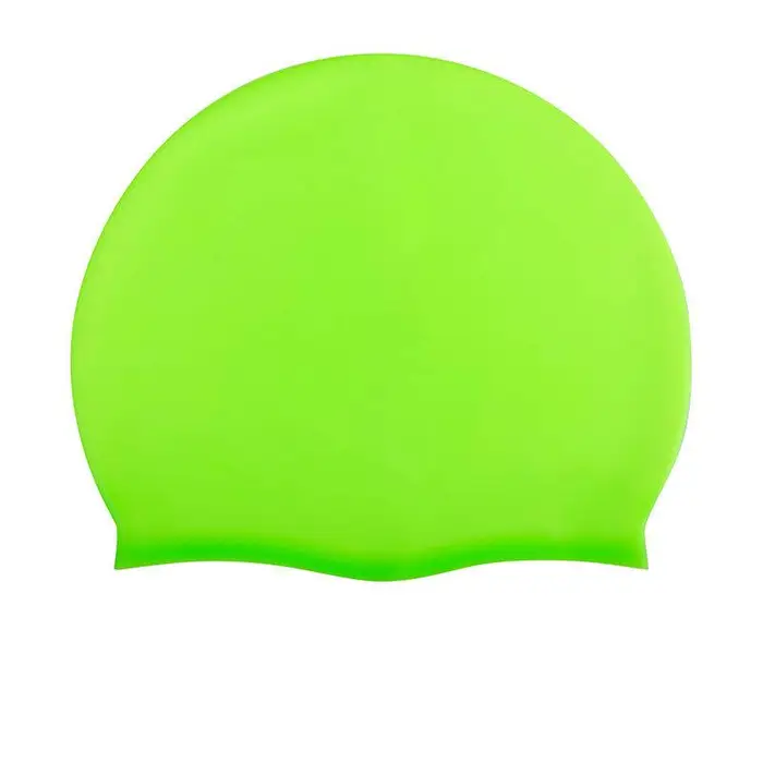 Cuffia da nuoto per adulti, per uomo e donna, impermeabile, elastica, in silicone, per piscina, copri orecchie, per capelli lunghi, grande, in lattice verde
