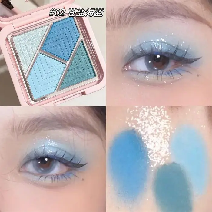 Palette di ombretti a 4 colori Blu Verde Glitter Perlato Nero opaco Rosa Colore terra Ombretto Trucco duraturo Cosmetico coreano 1 pezzo