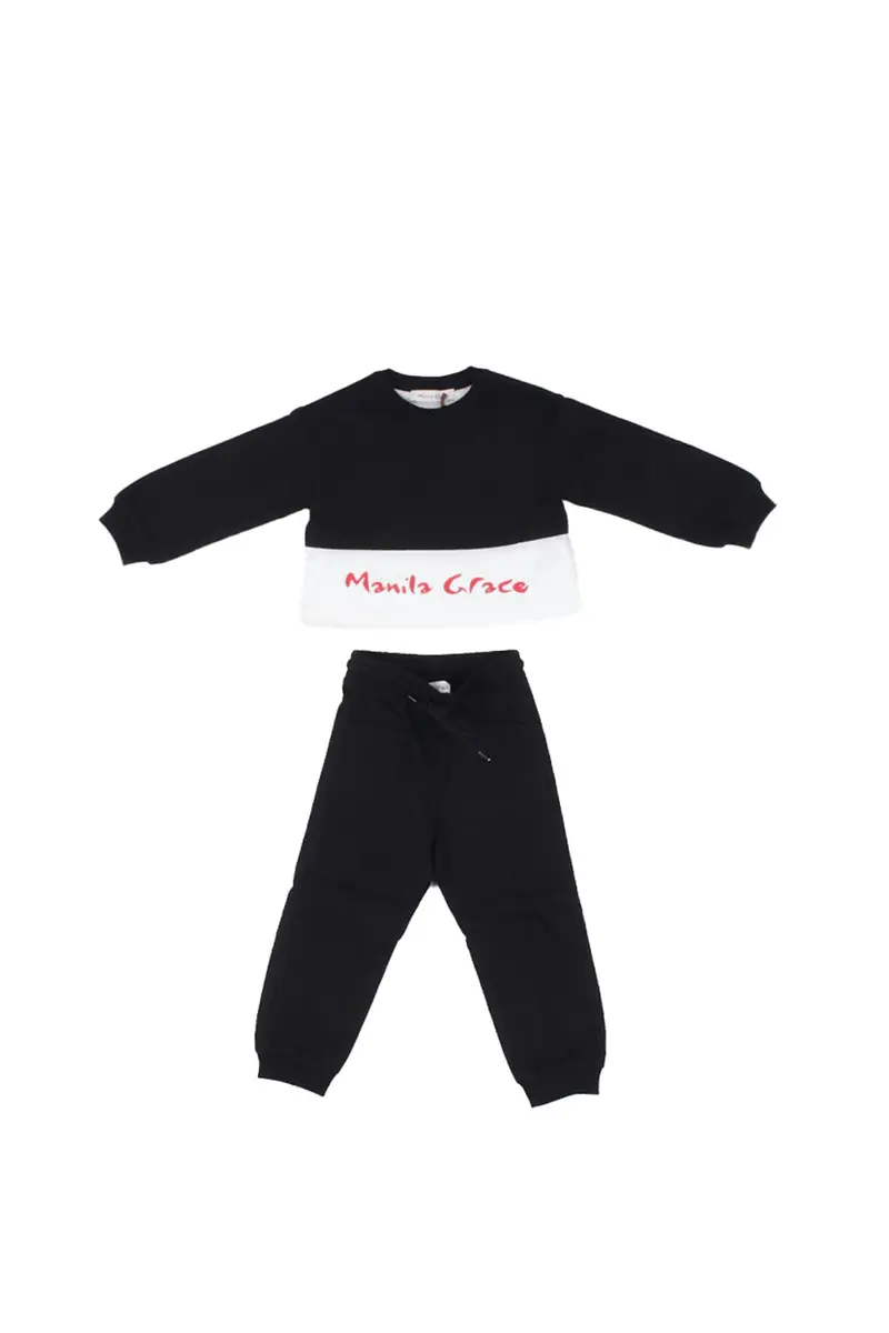 MANILA GRACE Completo Bambina Nero Felpa pantalone