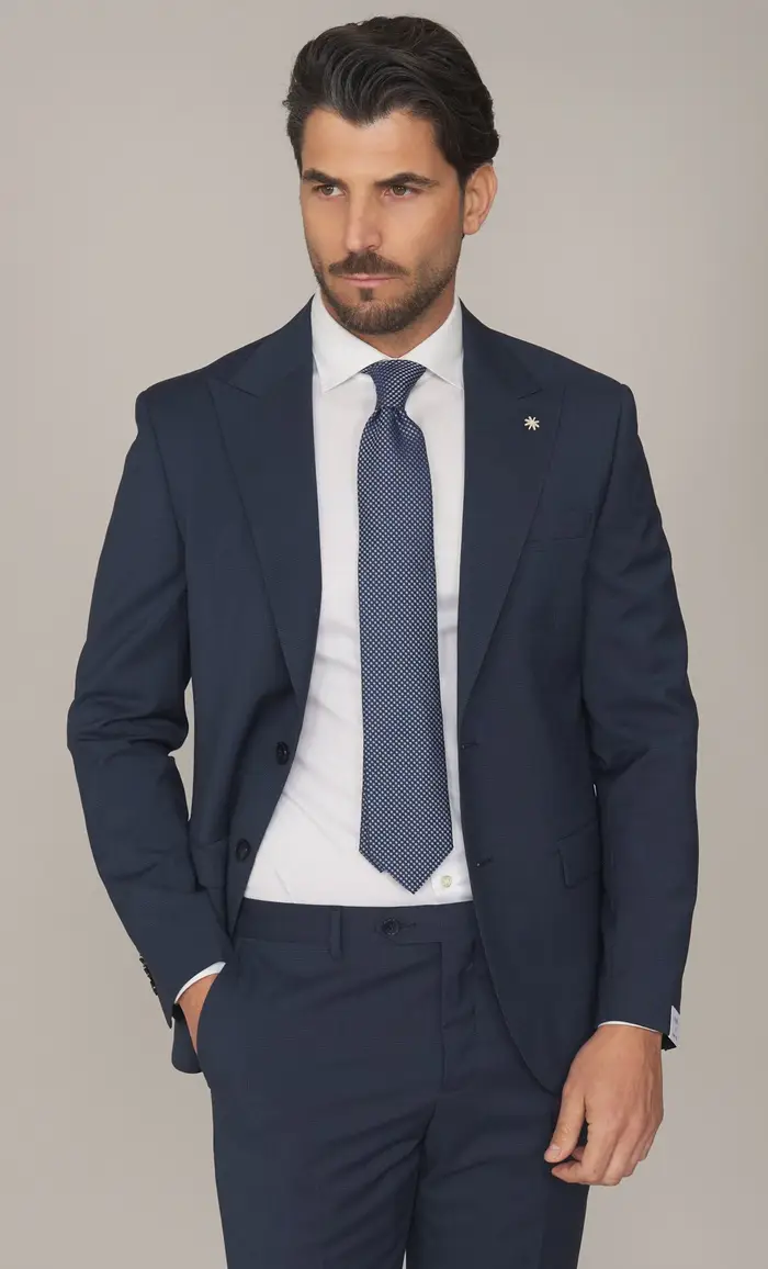 Manuel Ritz Abito principe di galles rever a lancia in fresco lana - drop 8, colore blu