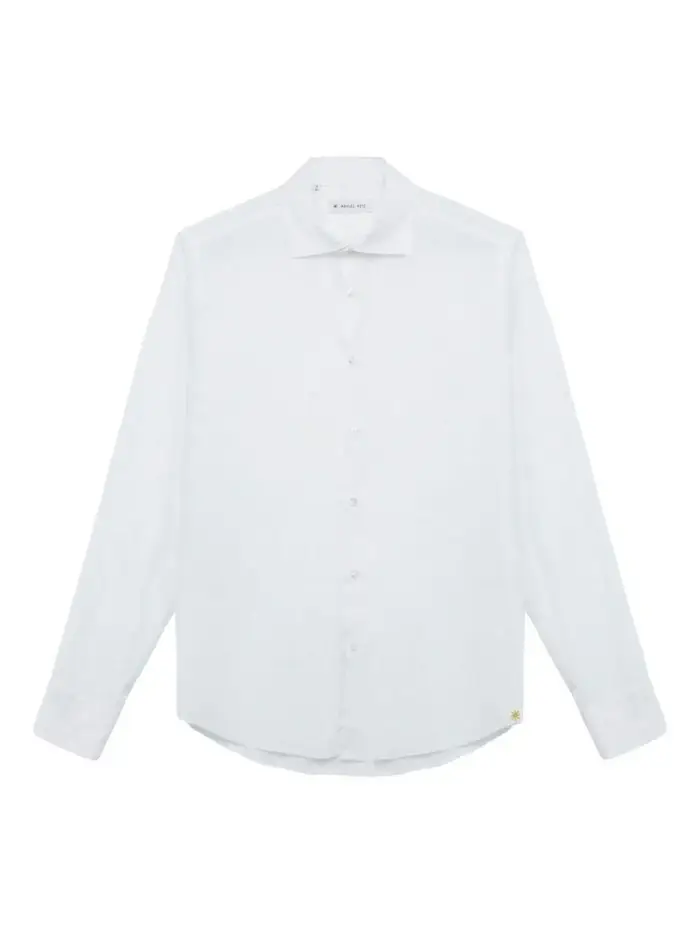 camicia button down popeline stretch bianco miniatura 3