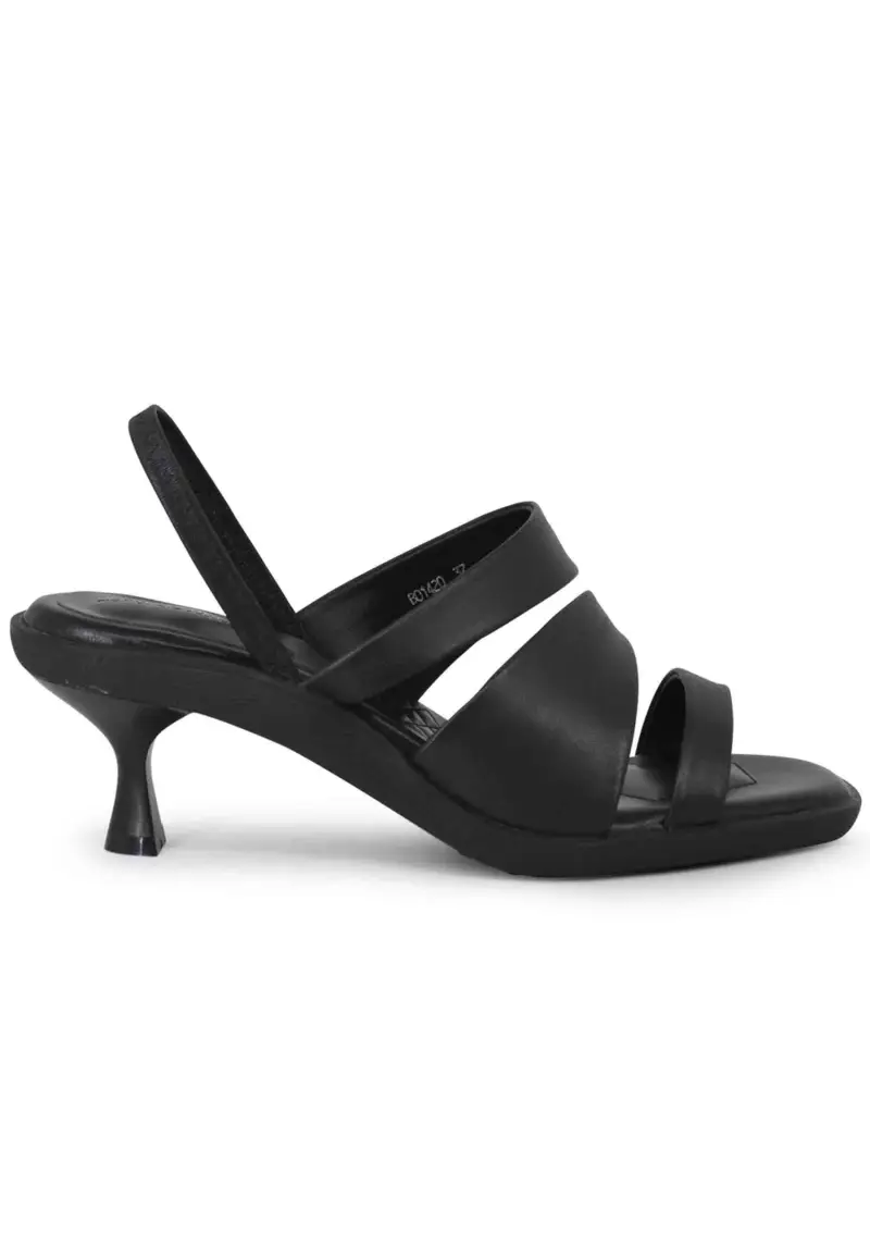 Manufacture D Essai Sandali slingbak donna in pelle nera con suola in gomma e tacco colorato Donna BO1420 001