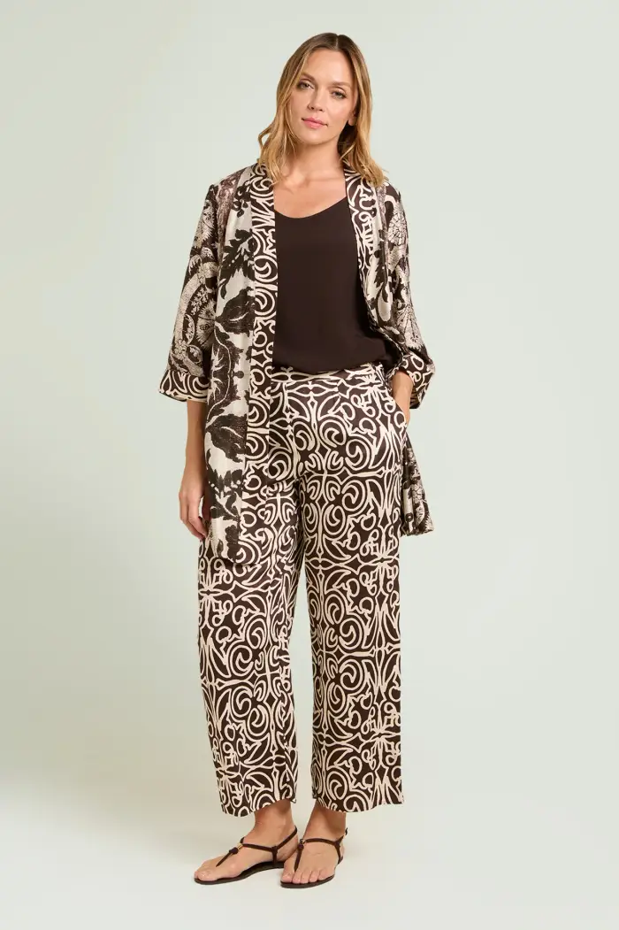 PANTALONI AMPI IN GIAVANESE STAMPATA Donna