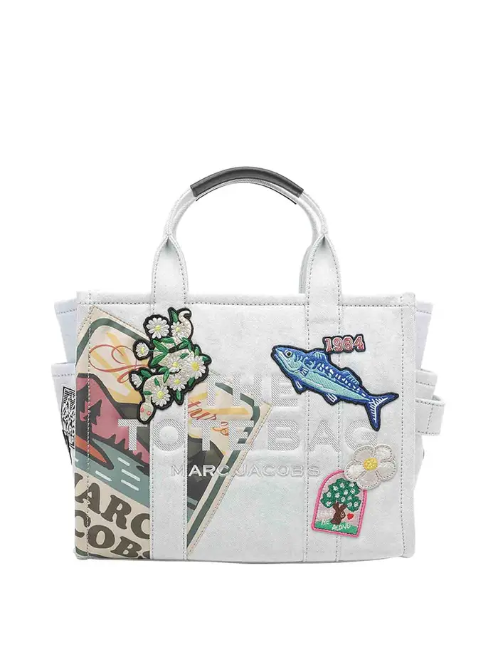Marc Jacobs La borsa tote in denim patchwork camp Bianco