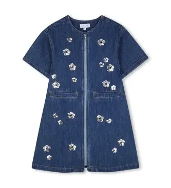 Marc Jacobs per ragazza W60720 Abito blu con cerniera (12años= 150cm), Casual, Cotone, Denim, Manica corta, moda per bambini
