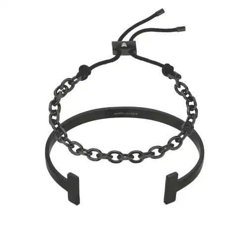 Marc Lauder Bracciale in vera pelle/acciaio inossidabile Noir