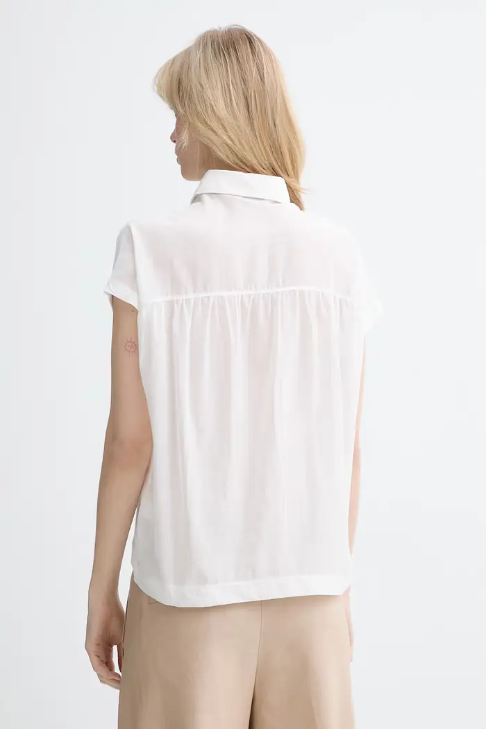 camicia da donna in cotone Beige miniatura 3