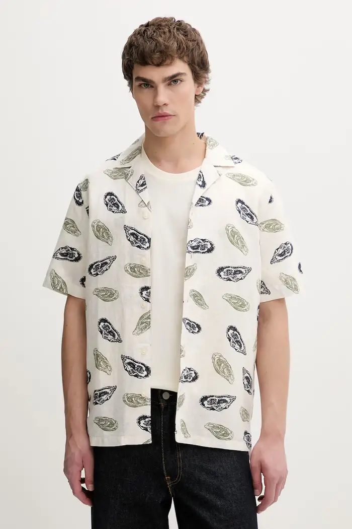 camicia da uomo con lino Beige