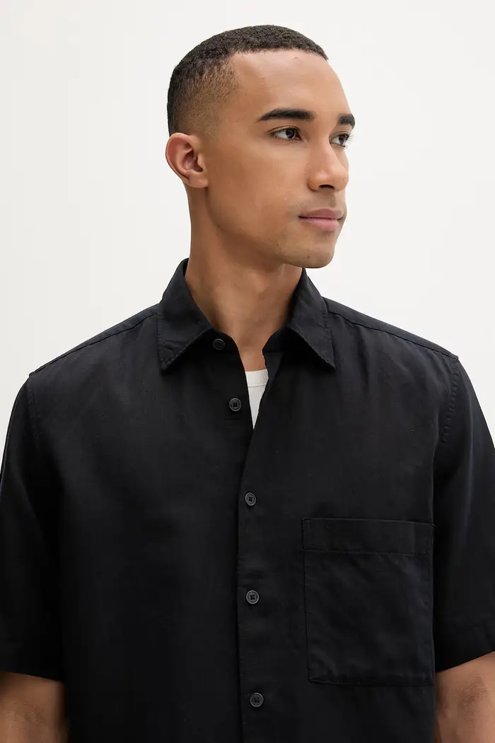 camicia da uomo con lyocell Nero miniatura 3