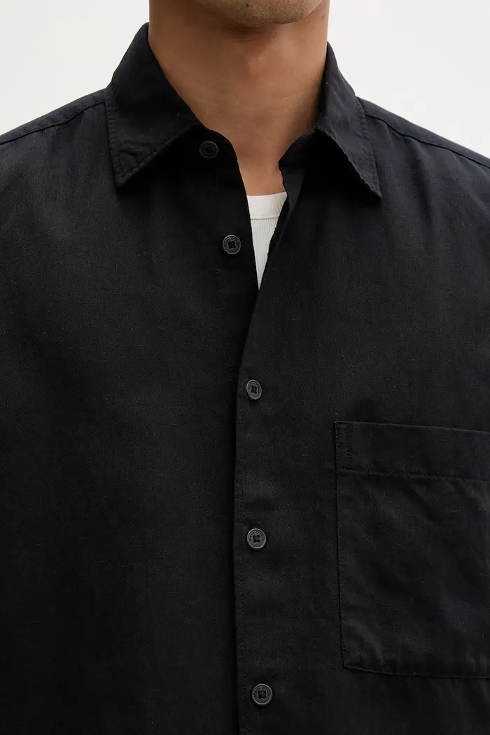 camicia da uomo con lyocell Nero miniatura 4