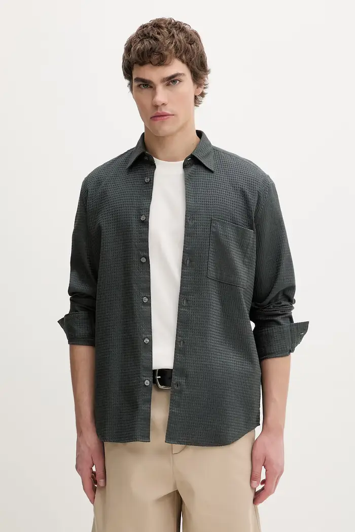 camicia da uomo in cotone Verde