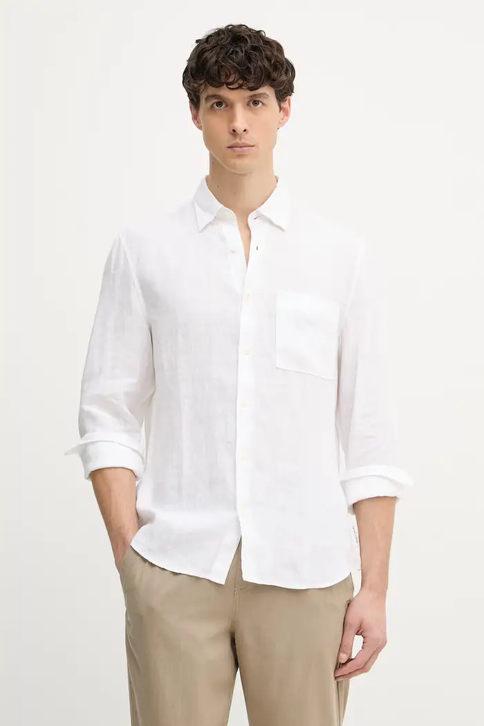 camicia da uomo in lino Bianco