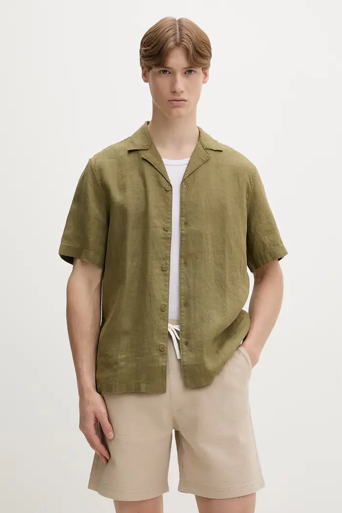 Marc O Polo camicia da uomo in lino Verde