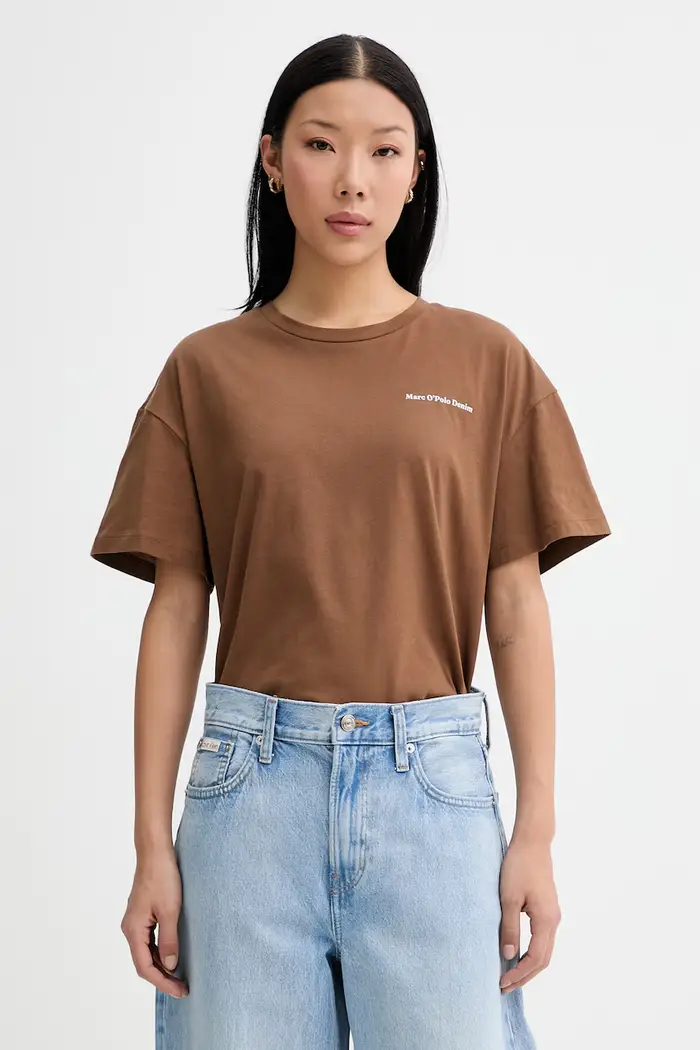 T-shirt da donna in cotone Marrone miniatura 3