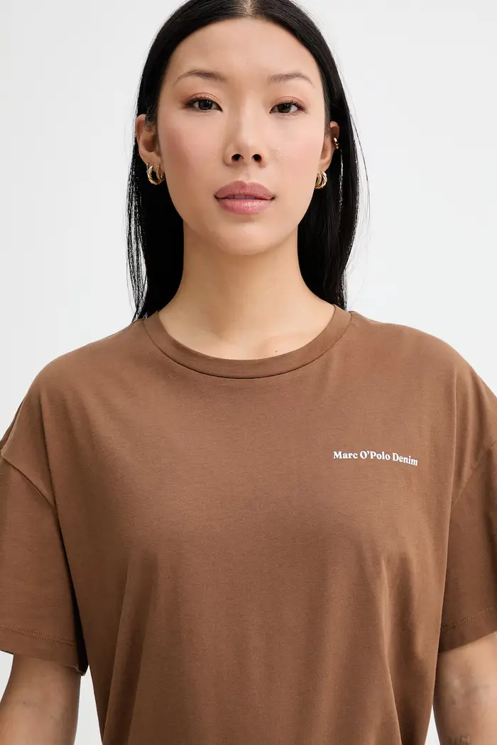 T-shirt da donna in cotone Marrone miniatura 4