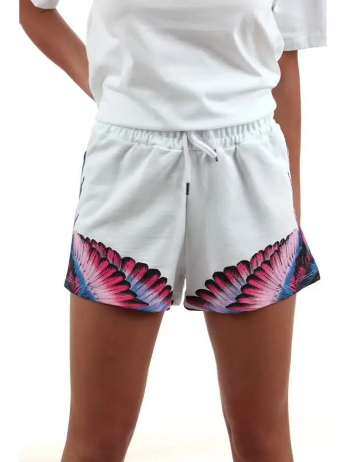 shorts bianco donna logo fucsia