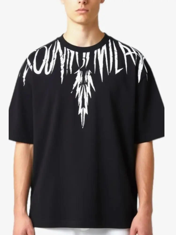 Marcelo Burlon tshirt nera uomo maxi logo
