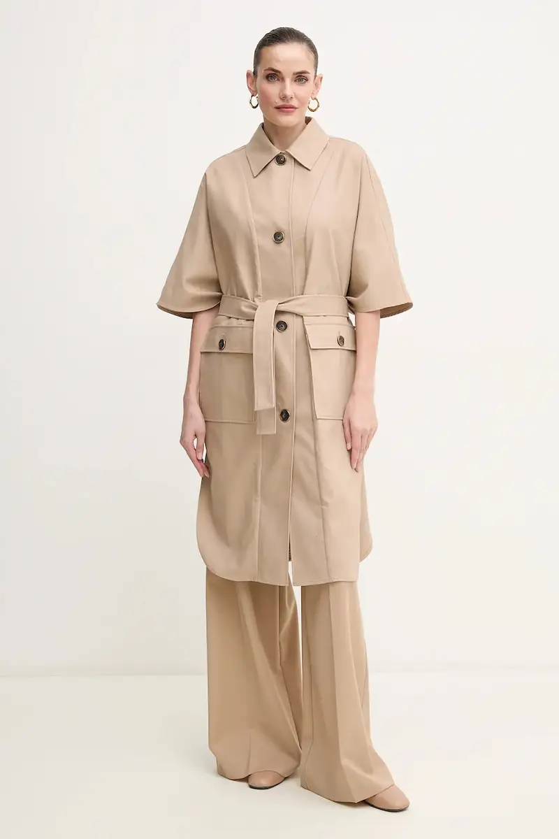 Marciano Guess cappotto in cotone CINDY donna colore beige 5GGL02 7293A