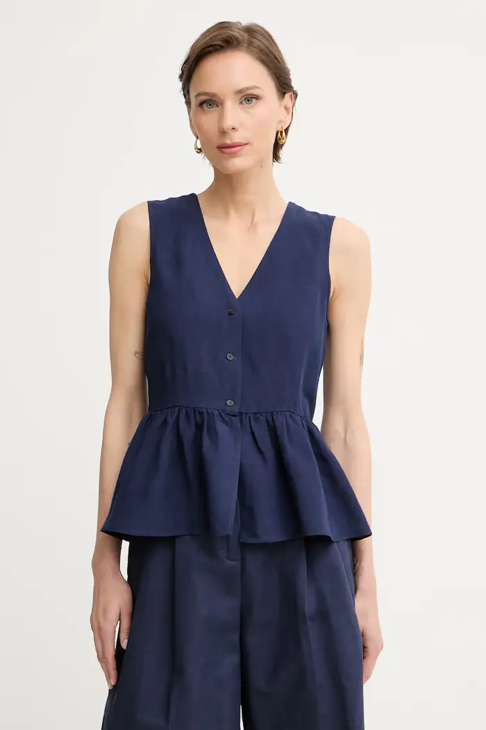 camicia da donna con lino Emme by Marella Blu navy