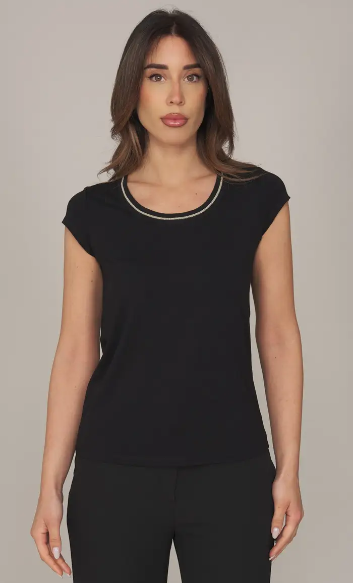 T-shirt maria bellentani con scollo profondo - girona, colore nero