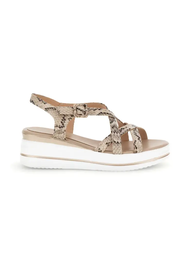 Sandali beige con stampa animalier e zeppa Burani 52195C1583 [PITONE]