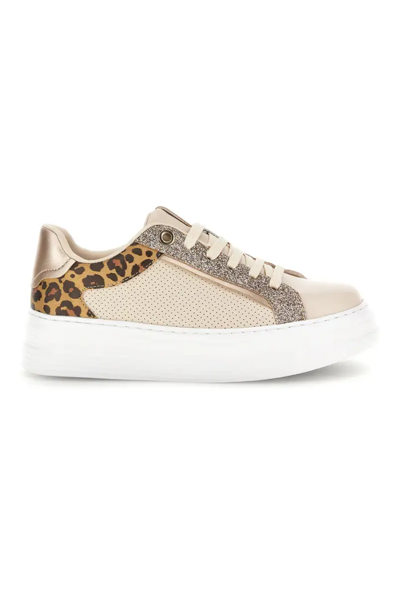 MARIELLA BURANI Sneakers beige con dettagli animalier e glitterati 52120C1451 [BEIGE]