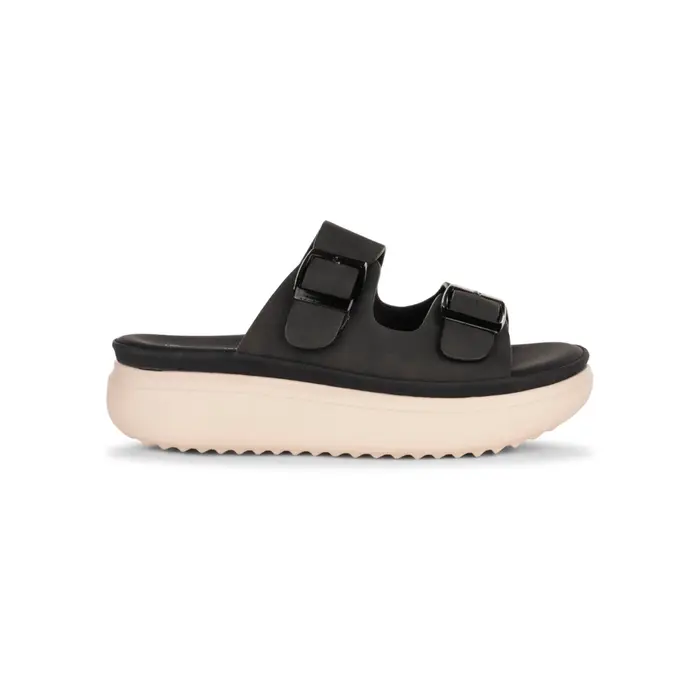MARINASEVAL Sandali a fascia da donna neri con suola platform e fibbie