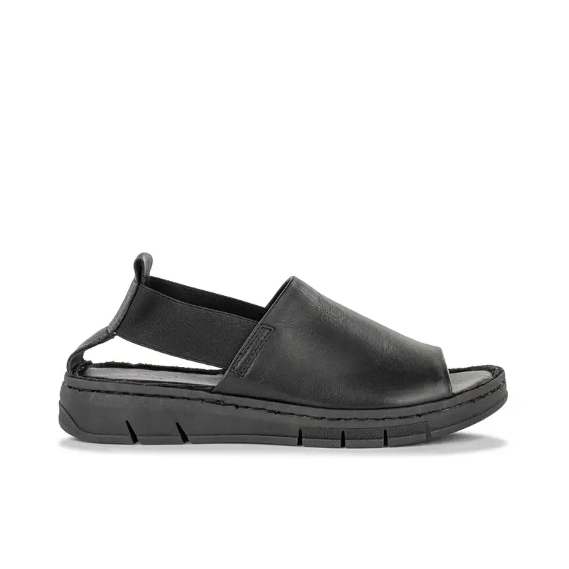 Sandali bassi sportivi neri in pelle da donna