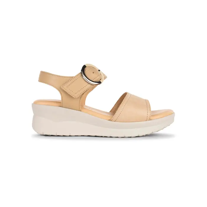 MARINASEVAL Sandali beige da donna in pelle con zeppa 5 cm e effetto pitonato