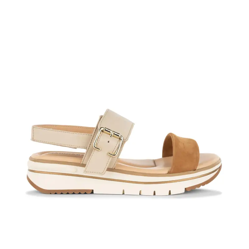 Sandali beige in pelle sportivi da donna con platform