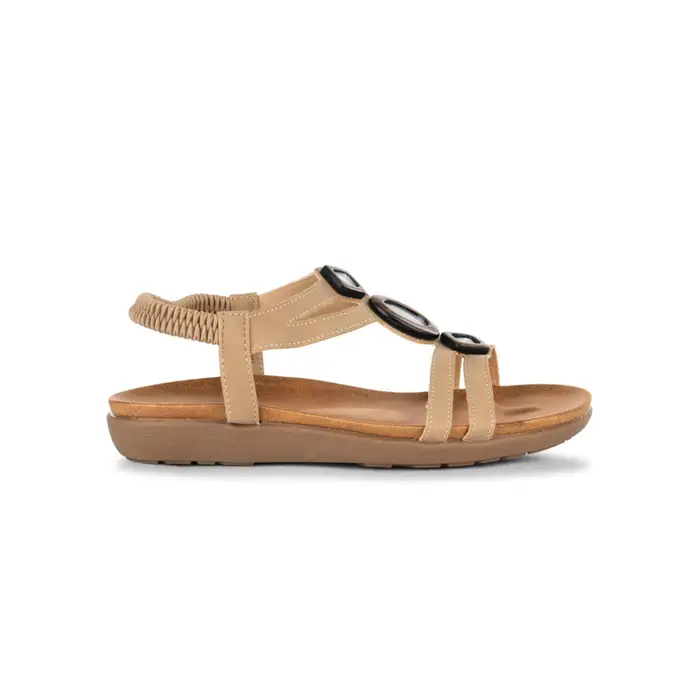 MARINASEVAL Sandali casual beige da donna con pietre