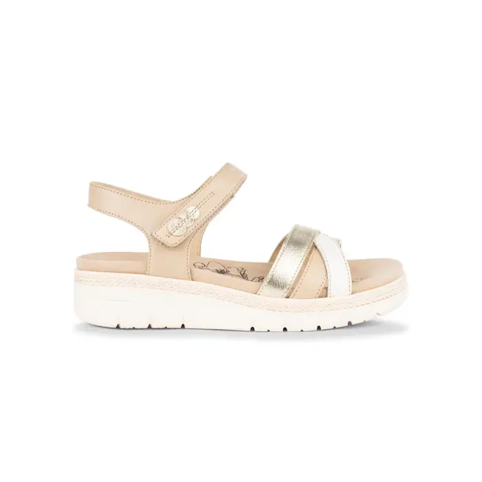 MARINASEVAL Sandali casual in pelle beige da donna con suola platform
