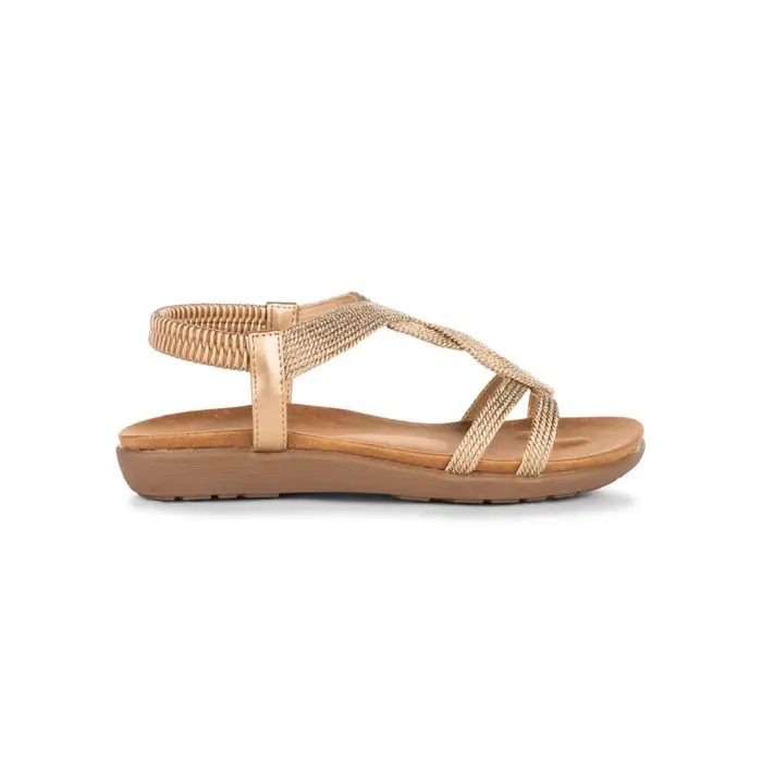 MARINASEVAL Sandali casual oro da donna con cinturini intrecciati