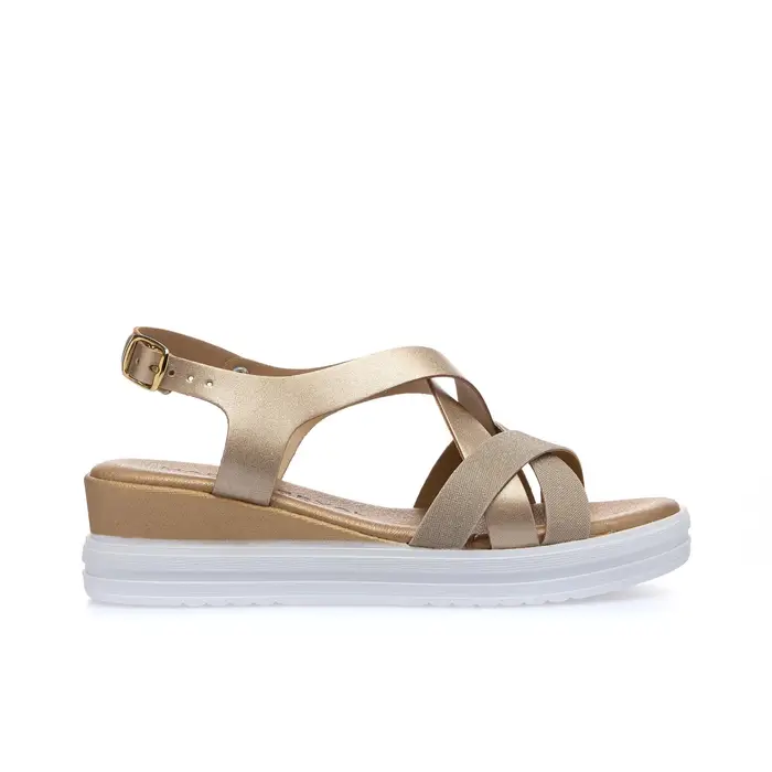 MARINASEVAL Sandali casual oro effetto glitter con zeppa