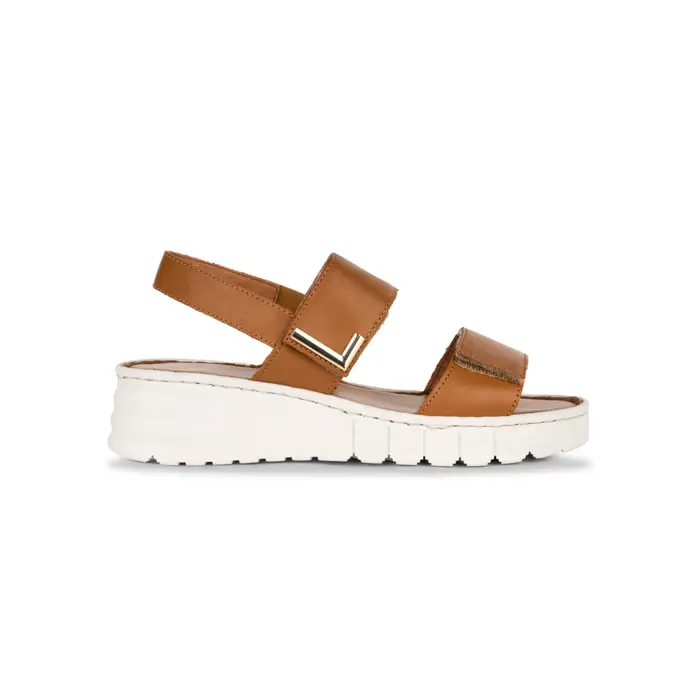 MARINASEVAL Sandali con zeppa 4 cm da donna marroni in pelle con dettaglio metallico