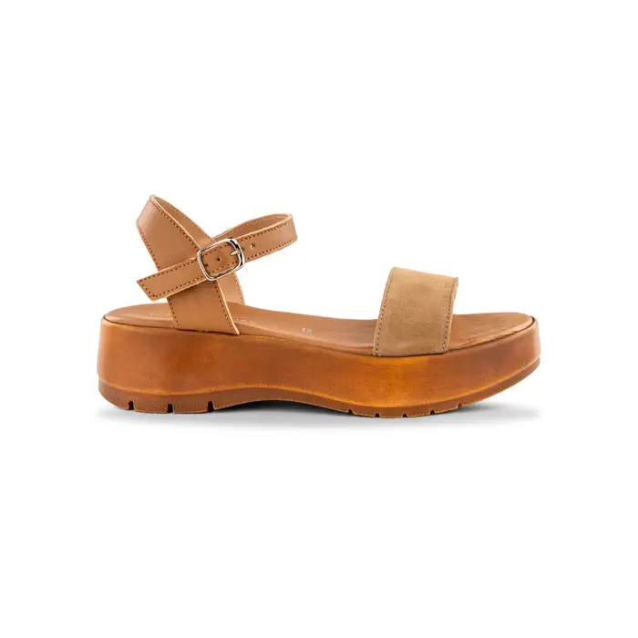 MARINASEVAL Sandali da donna in pelle beige con suola platform