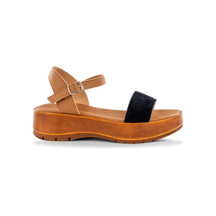 MARINASEVAL Sandali da donna in pelle marrone con suola platform