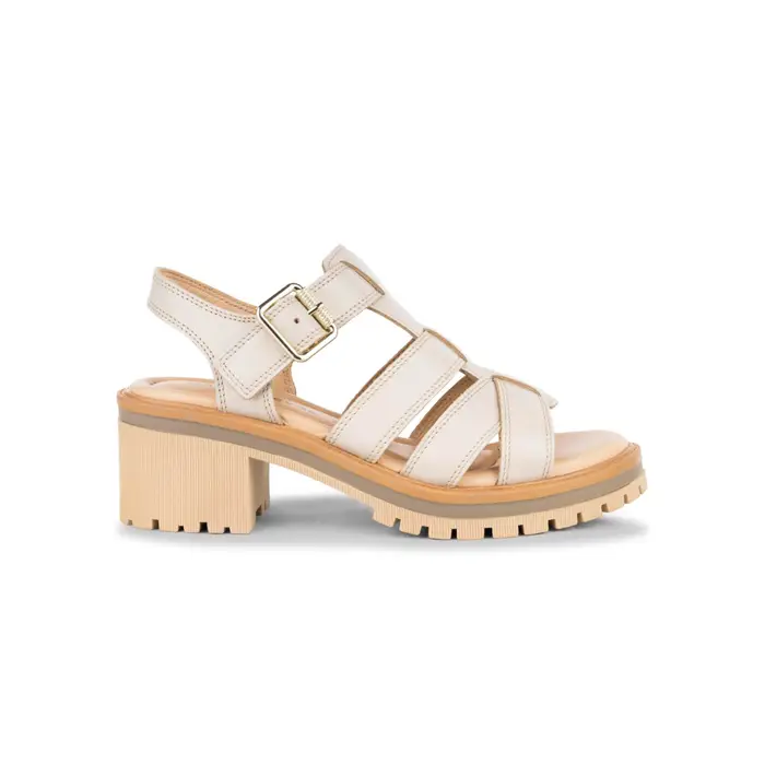 MARINASEVAL Sandali in pelle bianchi da donna con tacco 6 cm e suola carrarmato