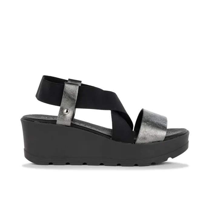 MARINASEVAL Sandali neri con zeppa da donna