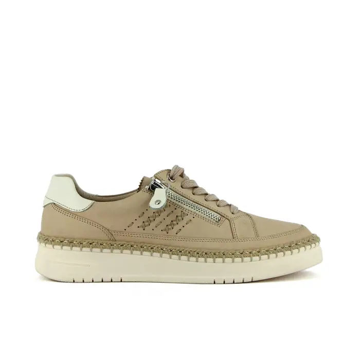 Sneakers beige con dettaglio in corda e zip